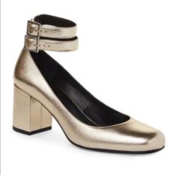 New Saint Laurent Babies Gold Dual Ankle Sandals - Picture 2 of 8